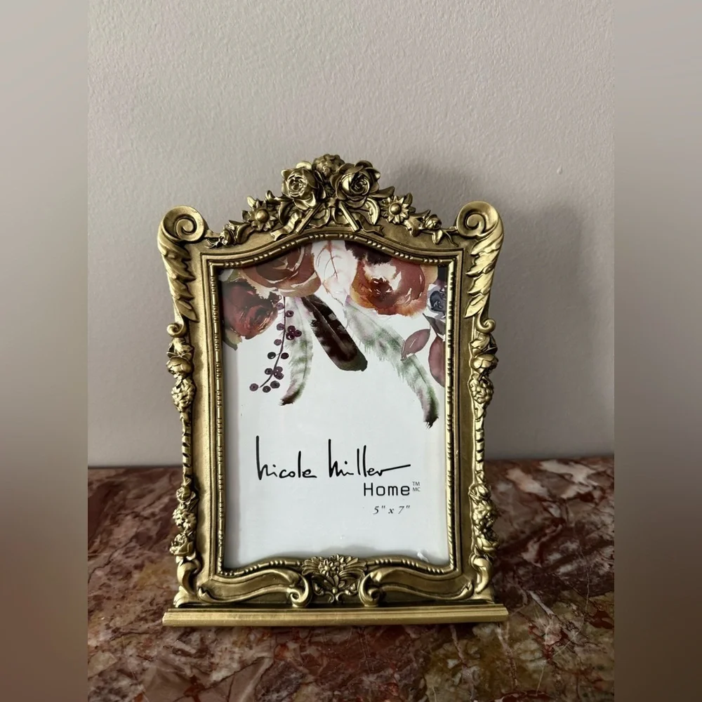 Nicole Miller Gold Floral Embellished Frame antique style